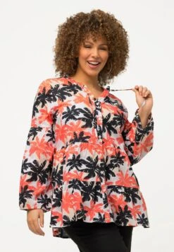 Ulla Popken PALMIERS, LIGNE A, VOLANTS, COL ROND, MANCHES LONGUES - Koszula - Mandarine -Lindex 003269ba8c11409ba53a05241cdb755f