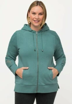 Ulla Popken KAPUZE - Bluza Rozpinana - Eisgrün