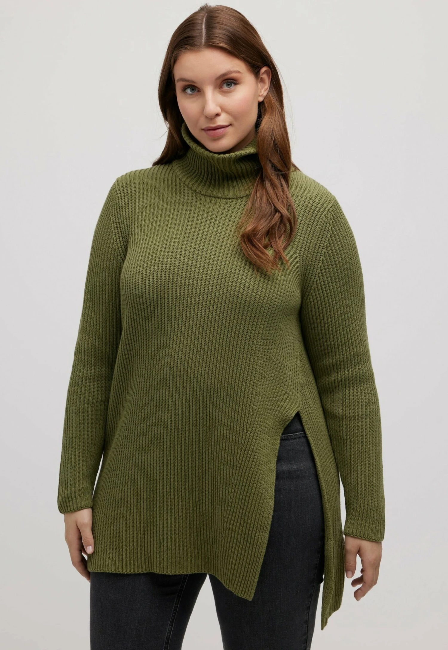 Ulla Popken TURTLENECK - Sweter - Moss Green 3 Ulla Popken TURTLENECK - Sweter - Moss Green