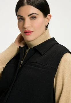 Ulla Popken SWEATWESTE, STRUKTUR, HEMDKRAGEN, ÄRMELLOS - Kamizelka - Schwarz -Lindex 042d50ccc47c490494d0979658b02191