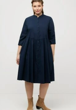 Ulla Popken COL MONTANT MANCHES 3/4 - Sukienka Koszulowa - Marine