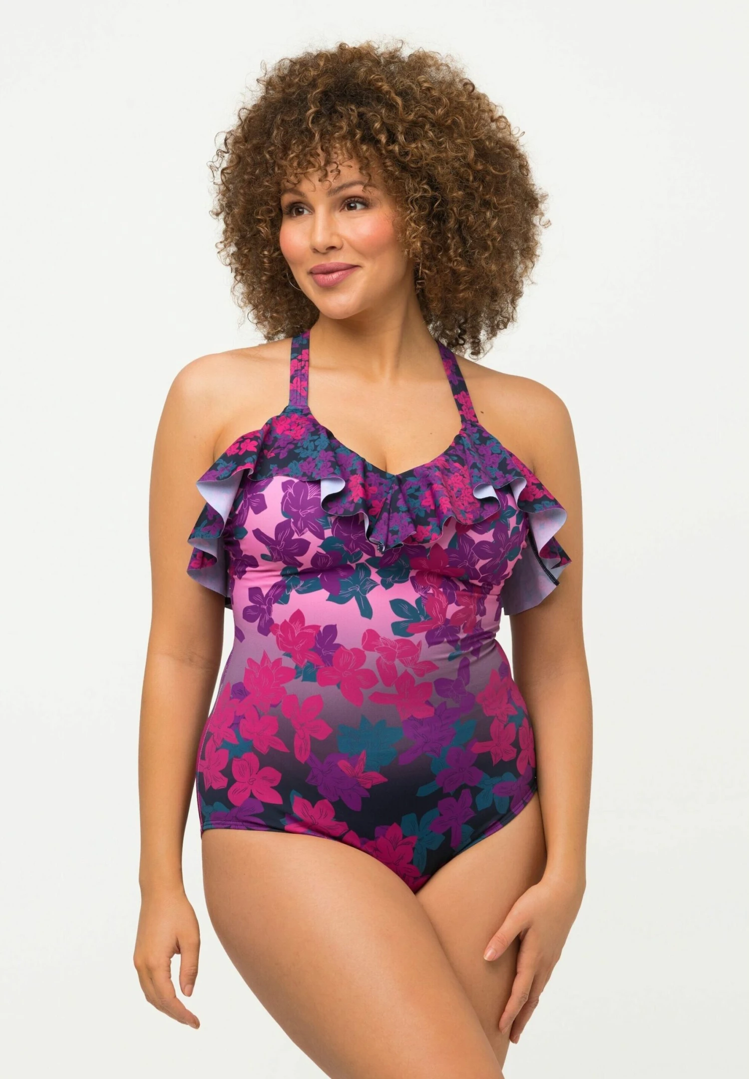 Ulla Popken AVEC BONNETS SOUPLES MATIÈRE RECYCLÉE MOTIF FL - Kostium Kąpielowy - Marine 3 Ulla Popken AVEC BONNETS SOUPLES MATIÈRE RECYCLÉE MOTIF FL - Kostium Kąpielowy - Marine