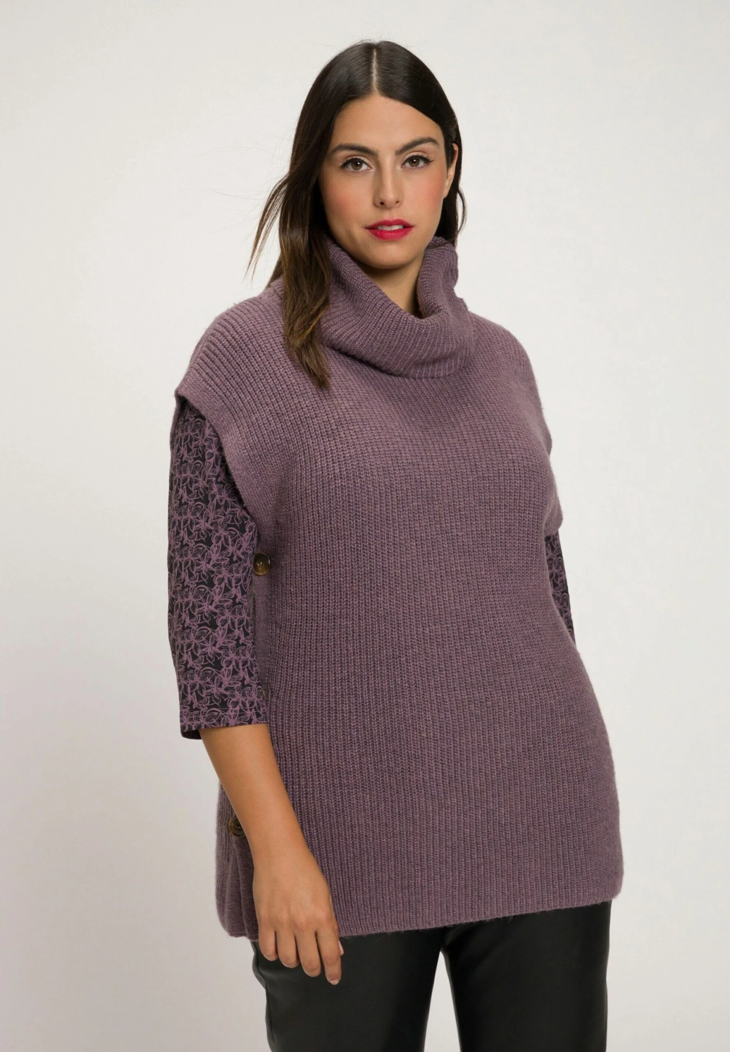 Ulla Popken COL DROIT SANS MANCHES - Sweter - Mauve Lilas 5 Ulla Popken COL DROIT SANS MANCHES - Sweter - Mauve Lilas - obrazek 3