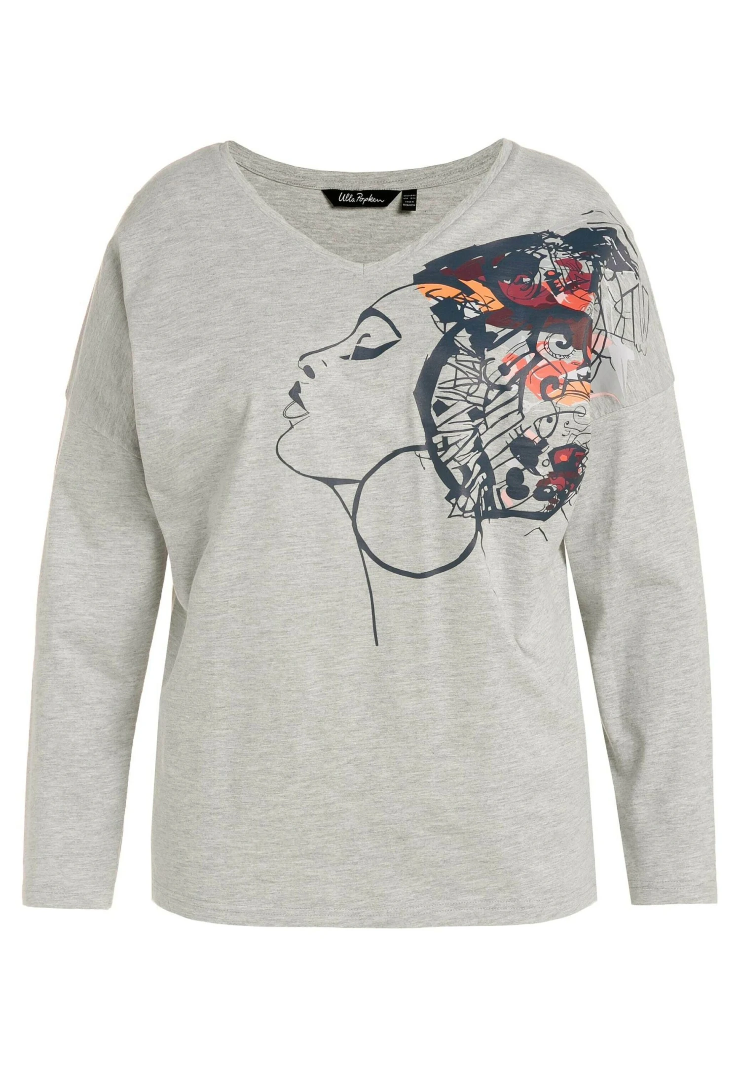 Ulla Popken Bluzka Z Długim Rękawem - Hellgrau Mélange 6 Ulla Popken Bluzka Z Długim Rękawem - Hellgrau Mélange - obrazek 4
