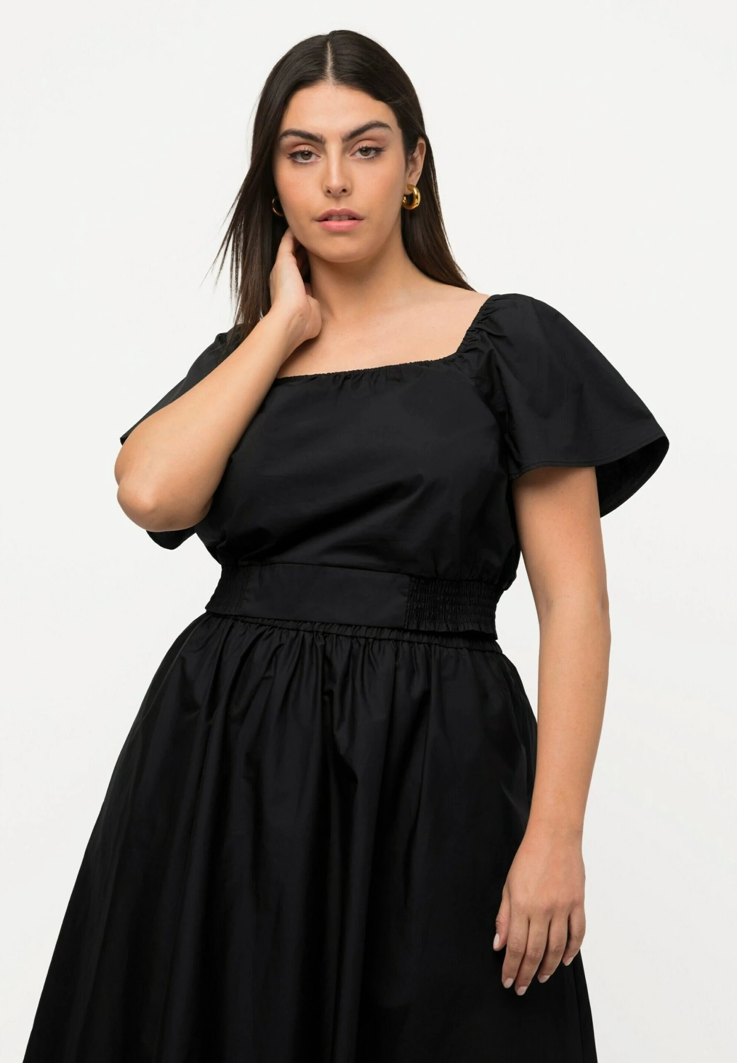 Ulla Popken PAPER TOUCH KURZ CARMEN AUSSCHNITT HALBARM - Bluzka - Schwarz 6 Ulla Popken PAPER TOUCH KURZ CARMEN AUSSCHNITT HALBARM - Bluzka - Schwarz - obrazek 4