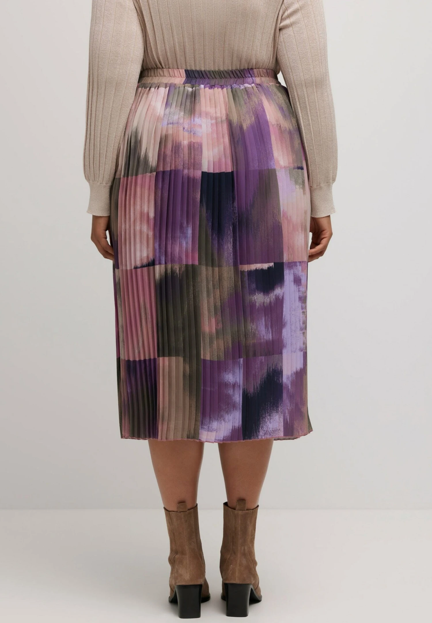 Ulla Popken PRINT ELASTISCHE BAND - Spódnica Trapezowa - Lavendel 5 Ulla Popken PRINT ELASTISCHE BAND - Spódnica Trapezowa - Lavendel - obrazek 3