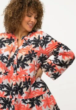 Ulla Popken PALMIERS, LIGNE A, VOLANTS, COL ROND, MANCHES LONGUES - Koszula - Mandarine -Lindex 11de0555c46348cdae1a377a900831d3