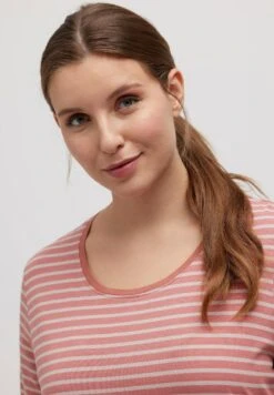 Ulla Popken STRIPE ROUND NECK SHORT SLEEVE - Koszulka Do Spania - Pink Multi Stripe -Lindex 13eda0160df2456db0379b17f724d053