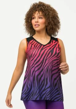 Ulla Popken TANK ANIMALMUSTER A-LINIE V-AUSSCHNITT ÄRMELLOS - Top - Neon Rot