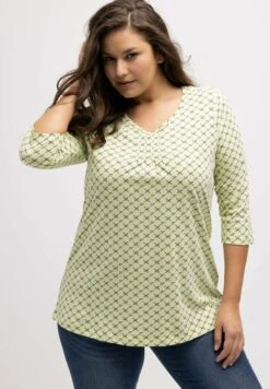 Ulla Popken Bluzka Z Długim Rękawem - Lime Green Multi