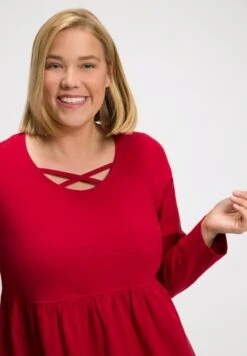 Ulla Popken MIDI-LÄNGE, RUNDHALS MIT ZIERBÄNDERN, LANGARM - Sukienka Z Dżerseju - Rot -Lindex 1b2bf667d4364c2eb0d04f8cad65a235