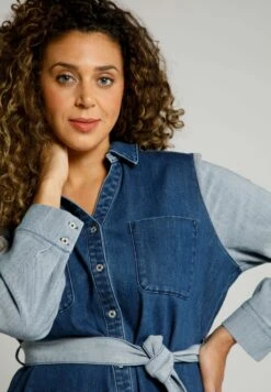 Ulla Popken Sukienka Jeansowa - Watervalblauw -Lindex 1b4334091e254573a45bedba32457010