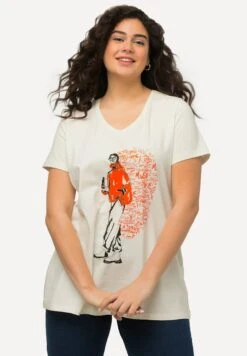 Ulla Popken À COL V ET MANCHES COURTES - T-shirt Z Nadrukiem - Blanc Cassé -Lindex 1c3717d2623442f488d21db72c6a4786