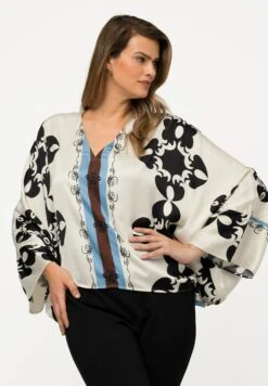 Ulla Popken À COL EN V ET MANCHES 3/4, IMPRIMÉ GRAPHIQUE - Bluzka - Blanc Cassé -Lindex 20368e57f16745e2ba95136f81028c1d