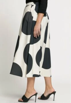 Ulla Popken POIS POCHES CEINTURE ÉLASTIQUE - Spódnica Trapezowa - Noir -Lindex 22da8b8e67fe46d1915fda0540239b8d