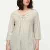 Ulla Popken KNOT FRONT 3/4 SLEEVE V-NECK - Bluzka Z Długim Rękawem - Gray/beige -Lindex 24218a4f2fba4fb38a5c6b19ea07a732