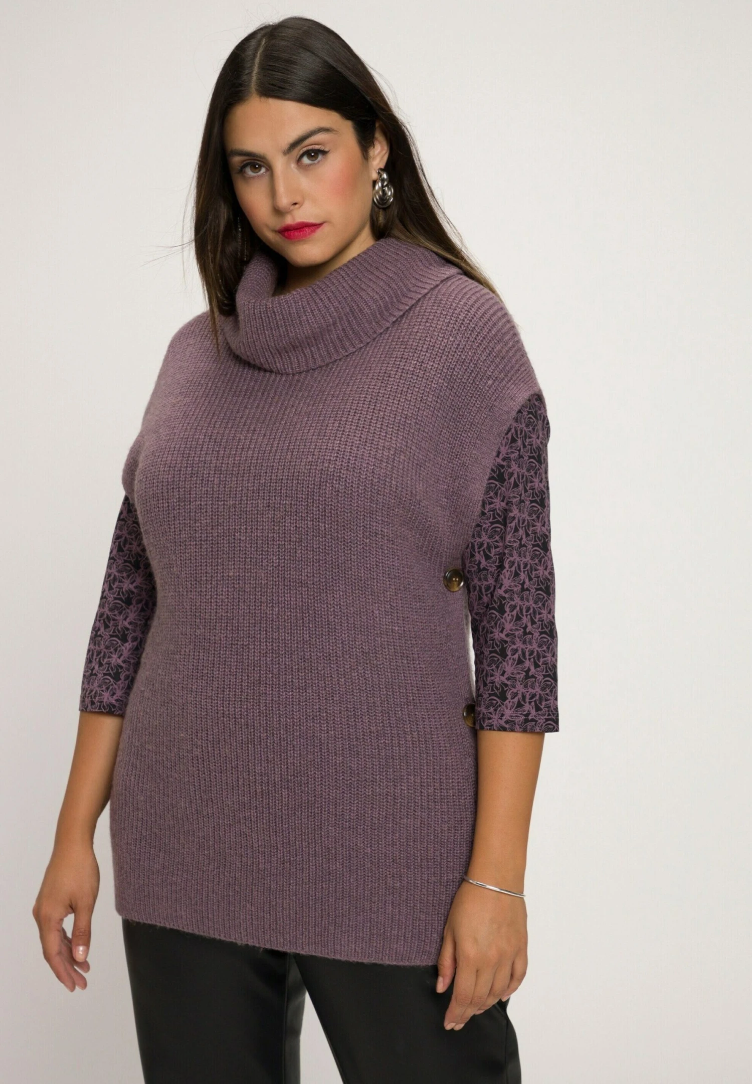 Ulla Popken COL DROIT SANS MANCHES - Sweter - Mauve Lilas 3 Ulla Popken COL DROIT SANS MANCHES - Sweter - Mauve Lilas