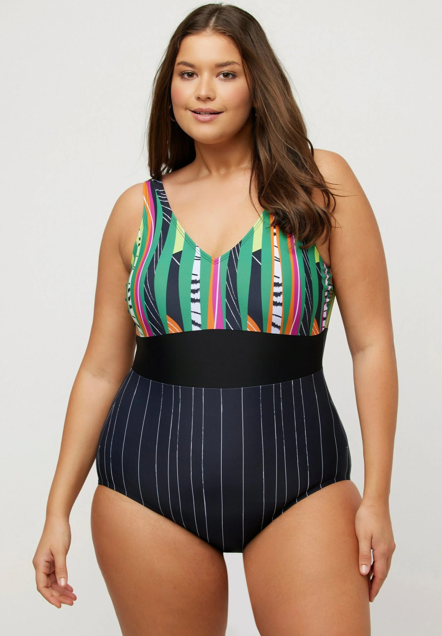 Ulla Popken BUSTE IMPRIMÉ RAYURES BONNETS SOUPLES - Kostium Kąpielowy - Noir 2 Ulla Popken BUSTE IMPRIMÉ RAYURES BONNETS SOUPLES - Kostium Kąpielowy - Noir