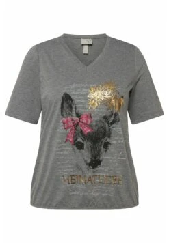 Ulla Popken T-shirt Z Nadrukiem - Gris Chiné -Lindex 282da7a95dc444f98499095d6db0b8cb