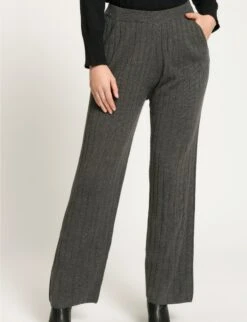 Ulla Popken Spodnie Materiałowe - Donkergrijs Melange