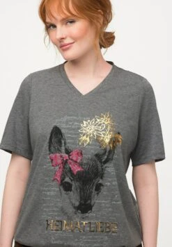 Ulla Popken T-shirt Z Nadrukiem - Gris Chiné -Lindex 316f5bf6c99543b98e568168f2d27738