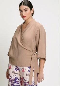 Ulla Popken STYLE CACHE CŒUR COL EN V MANCHES 3/4 - Bluzka - Marron -Lindex 394e91c4ab3b43a19212eab6e3d16a2c