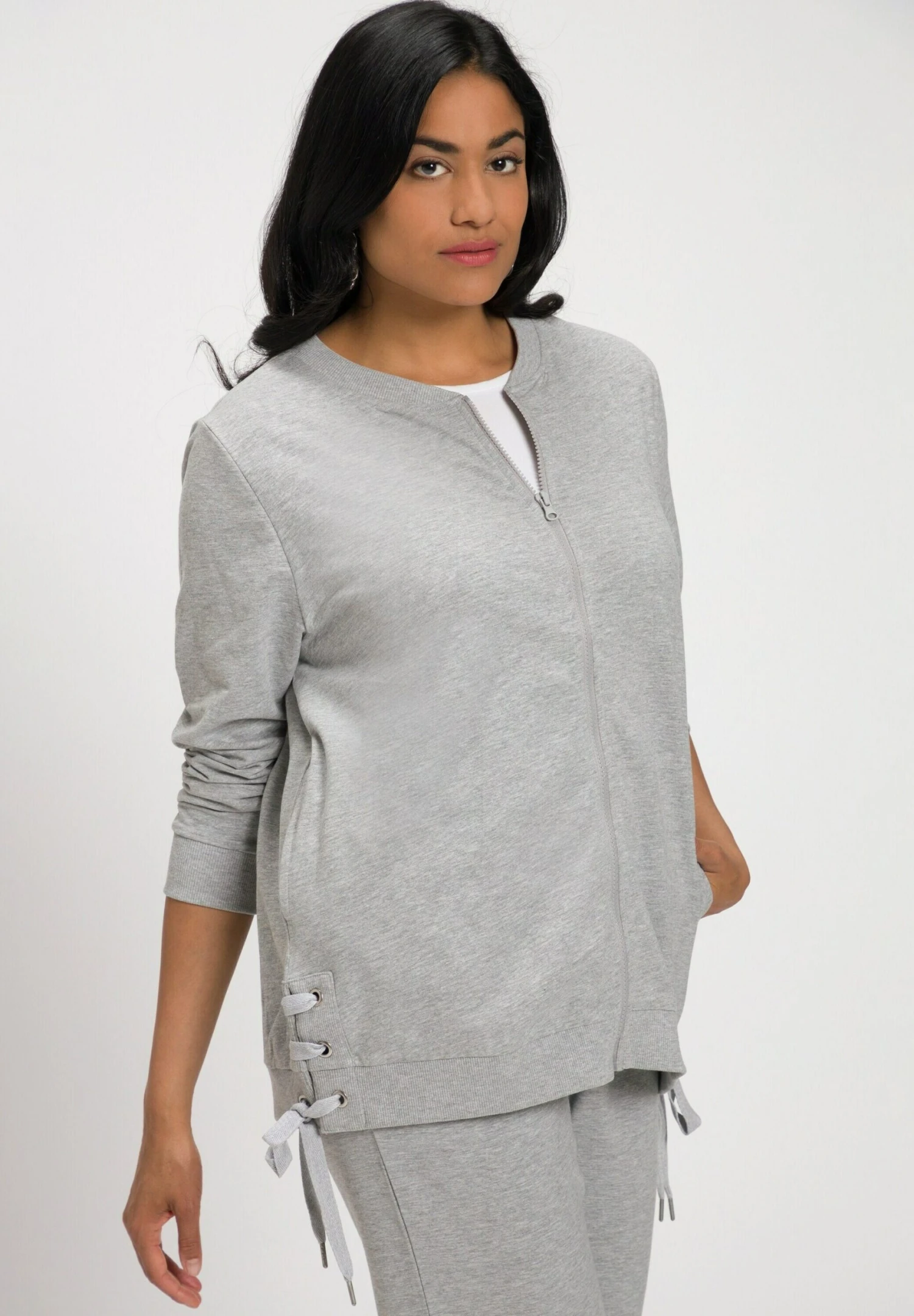 Ulla Popken HOMEWEAR LANGE MOUWEN - Bluza Rozpinana - Lichtgrijs Melange 6 Ulla Popken HOMEWEAR LANGE MOUWEN - Bluza Rozpinana - Lichtgrijs Melange - obrazek 4