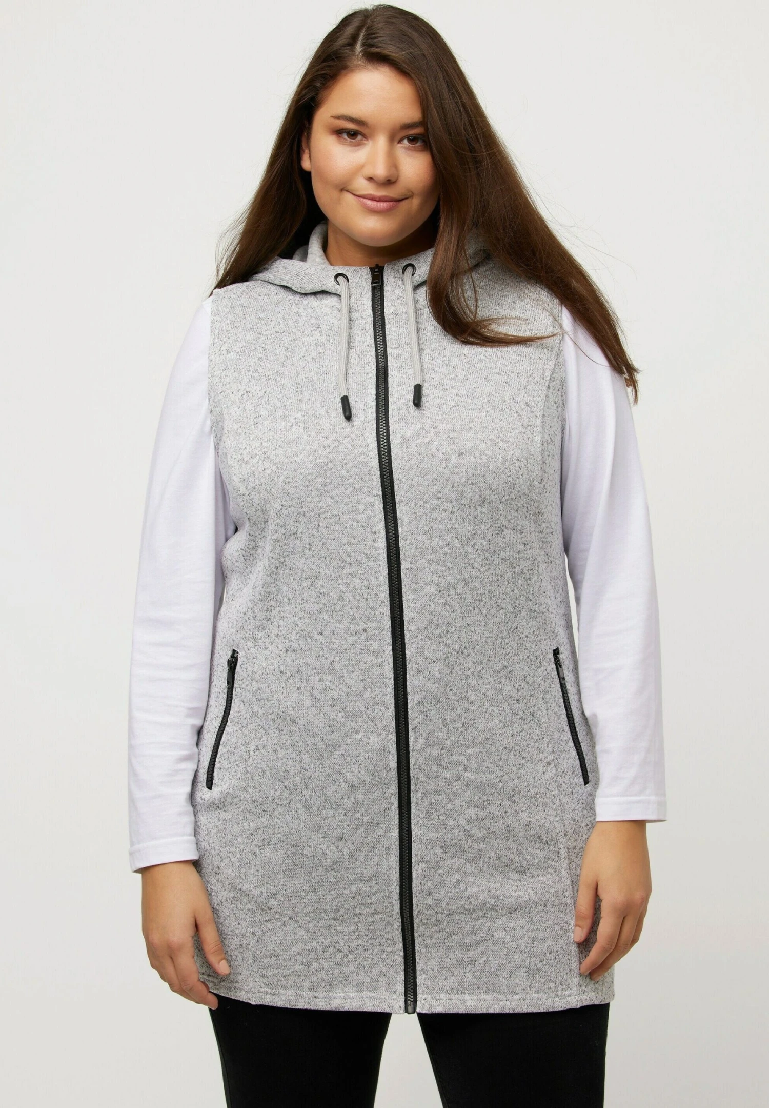 Ulla Popken Kardigan - Lichtgrijs Melange 3 Ulla Popken Kardigan - Lichtgrijs Melange