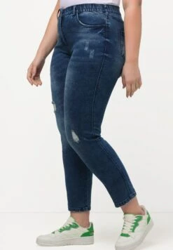 Ulla Popken DESTROY EFFECT HIGH WAIST SKINNY SARAH FIT - Jeansy Skinny Fit - Dark Blue Denim -Lindex 3f76e39fbdc846bbb236a56ed739676f