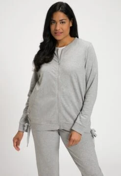 Ulla Popken HOMEWEAR LANGE MOUWEN - Bluza Rozpinana - Lichtgrijs Melange
