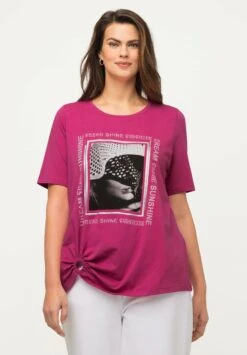Ulla Popken T-shirt Z Nadrukiem - Rose Vif