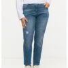Ulla Popken DISTRESSED SARAH - Jeansy Slim Fit - Blue Denim -Lindex 42751428ac704f8ba5f06a1637e15318
