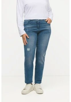 Ulla Popken DISTRESSED SARAH - Jeansy Slim Fit - Blue Denim