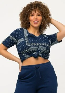 Ulla Popken VINTAGE LIGNE A COL ROND ET MANCHES COURTES - T-shirt Z Nadrukiem - Bleu Foncé -Lindex 45d4eac80c0f4bcc9234f88e6c2289ed