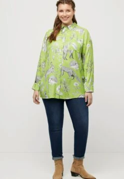 Ulla Popken LANGE MOUWEN - Koszula - Hooigroen -Lindex 48added947ab4d3b8e22f36d6acc8b52