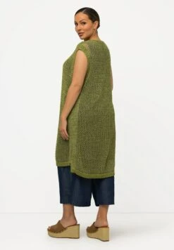 Ulla Popken TRANSPARENT RUNDHALS ÄRMELLOS - Kardigan - Avocado Grün -Lindex 4aae7908df364d44ae5f51609b3e3a80