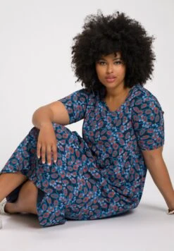 Ulla Popken COL V MANCHES COURTES - Sukienka Letnia - Bleu Marine -Lindex 4ae30b133afa4310a88d29034da56764