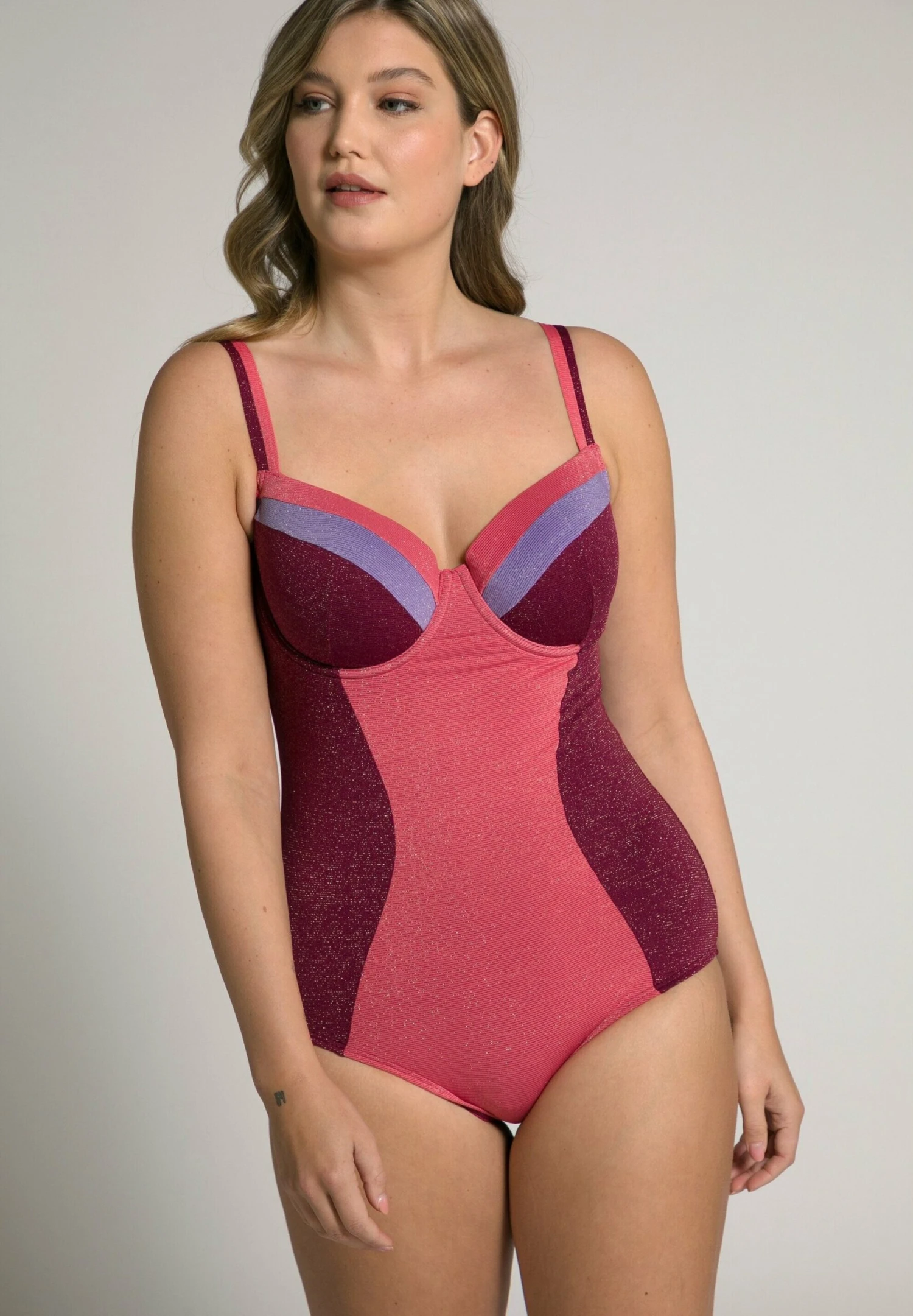 Ulla Popken EFFET SCINTILLANT - Kostium Kąpielowy - Pourpre 3 Ulla Popken EFFET SCINTILLANT - Kostium Kąpielowy - Pourpre