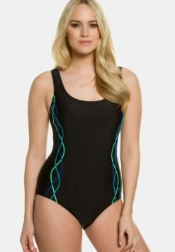 Przód 9 Ulla Popken PIPINGS ONDUL - Kostium Kąpielowy - Zwart