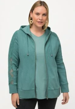 Ulla Popken KAPUZE - Bluza Rozpinana - Eisgrün -Lindex 4ff19c5231f4401da71d47b1fd0618e7