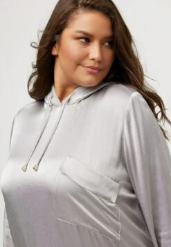 Ulla Popken POCHE POITRINE, MANCHES LONGUES - Bluza - Gris Glacier -Lindex 5052362696cc4385a24ece6d3f5c7749