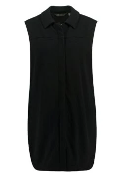 Ulla Popken SWEATWESTE, STRUKTUR, HEMDKRAGEN, ÄRMELLOS - Kamizelka - Schwarz -Lindex 515a142f3d19436885c8ca50d92c39ef