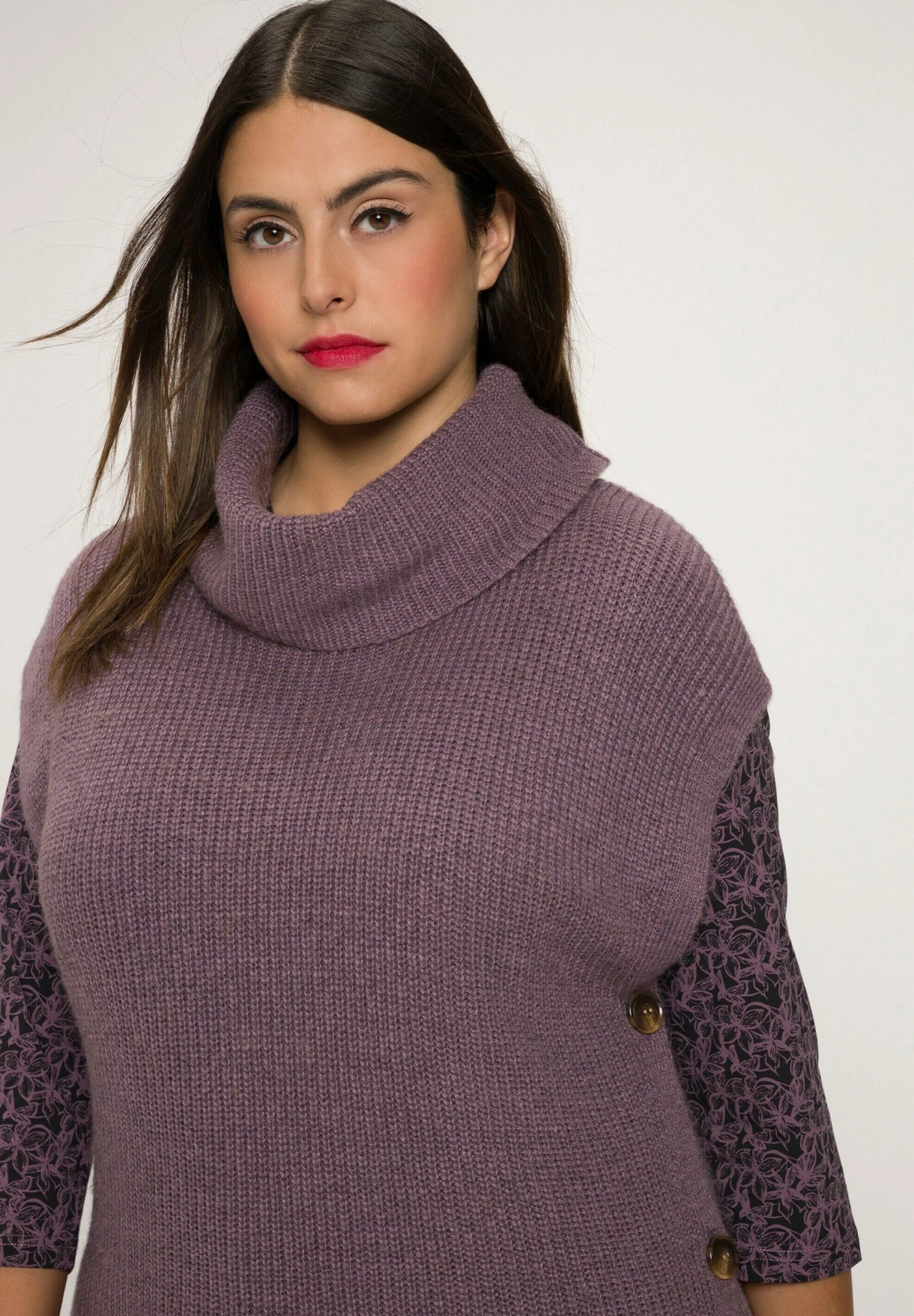 Ulla Popken COL DROIT SANS MANCHES - Sweter - Mauve Lilas 4 Ulla Popken COL DROIT SANS MANCHES - Sweter - Mauve Lilas - obrazek 2