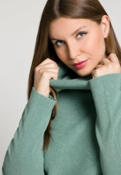 Ulla Popken STEHKRAGEN, FLEDERMAUS-LANGARM - Sweter - Mint -Lindex 5a9dc87453e847a98d11de7478dfe187