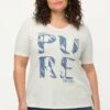 Ulla Popken T-shirt Z Nadrukiem - Blanc Cassé