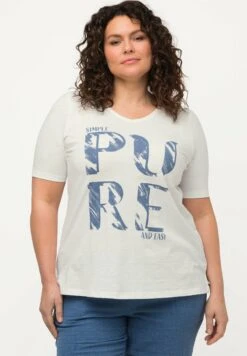 Ulla Popken T-shirt Z Nadrukiem - Blanc Cassé