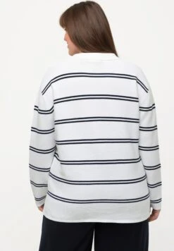 Ulla Popken RINGEL V-AUSSCHNITT LANGARM - Sweter - Schneeweiß -Lindex 5e73cda9e1fe4223aae512089f0ed847