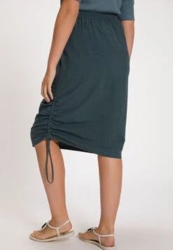 Ulla Popken MIDI TUNNELKOORD ELASTISCHE BAND ZAKKEN - Spódnica Trapezowa - Nachtgrijs -Lindex 5e948e3c194149af9722de5d17a850b0