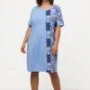 Ulla Popken PATCH PRINT STYLE - Koszula Nocna - Ice Blue -Lindex 6f8a5ee9be194c4c9727b807aefa0532