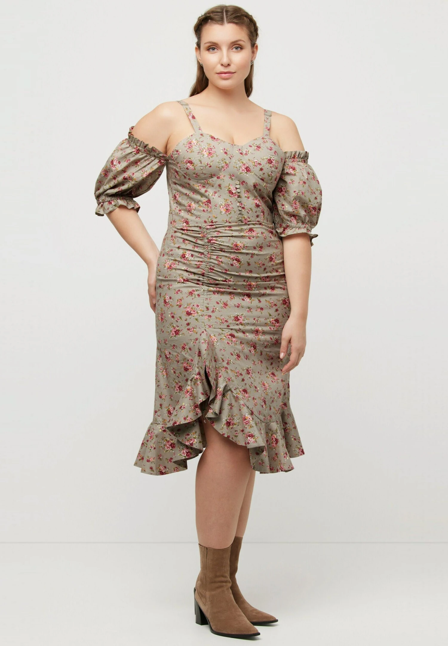 Ulla Popken Sukienka Letnia - Beige Multi 4 Ulla Popken Sukienka Letnia - Beige Multi - obrazek 2